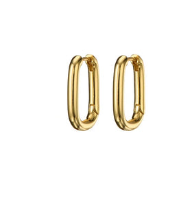 Gold Chunky Oval Huggie Earrings