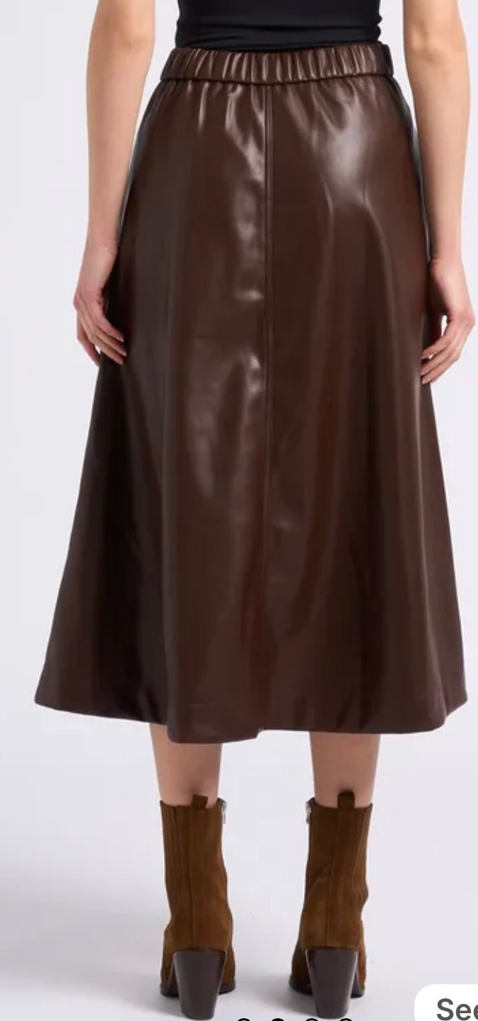 SUNCOO FLOYD - Brown Flared midi skirt