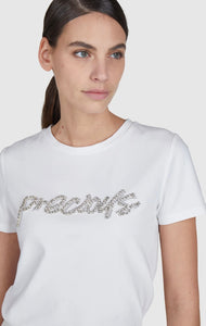 T-shirt with rhinestone appliqué