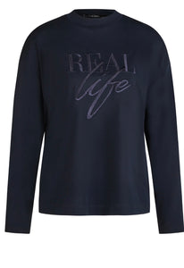 Long-sleeved shirt with tonal embroidery