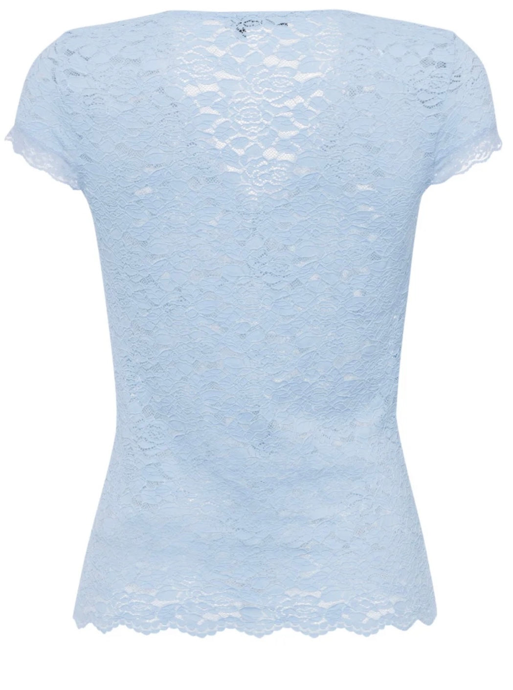 Elastic lace top in sky