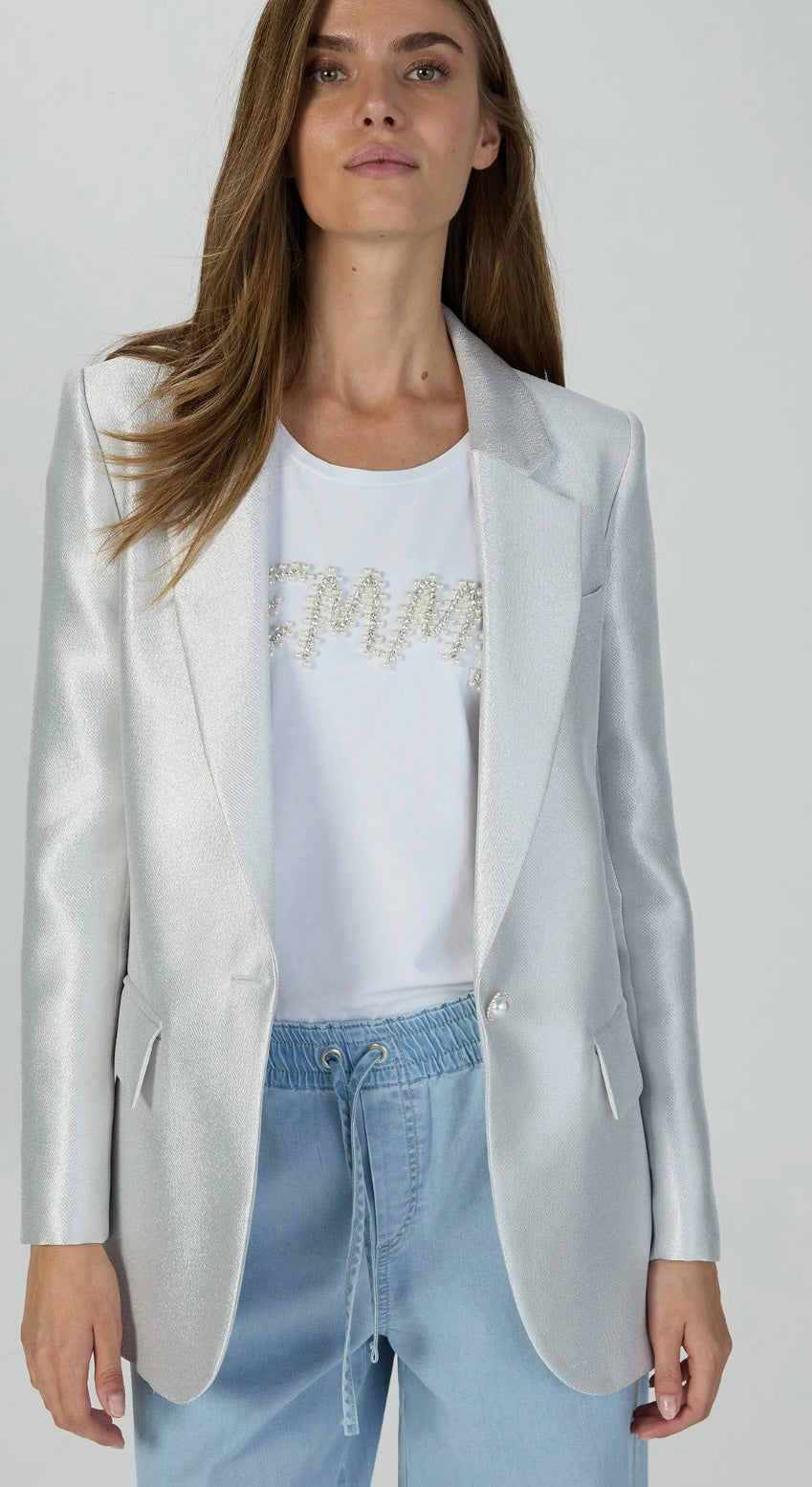 Blazer in silver brocade