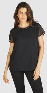 Black sequinn top with neg detail