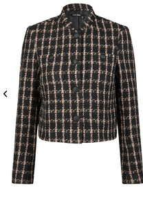 Tweed jacket with check pattern