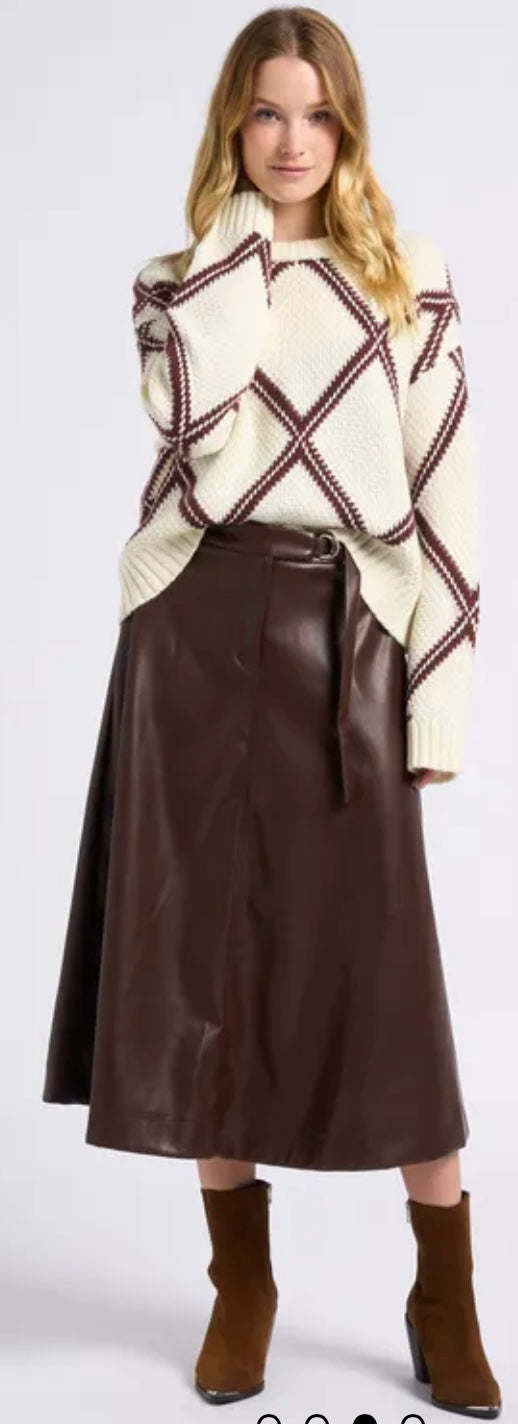 SUNCOO FLOYD - Brown Flared midi skirt