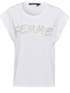 T-shirt with pearl embroidery