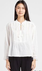 SUNCOO
LEONY - White Loose-fit organic cotton V-neck blouse