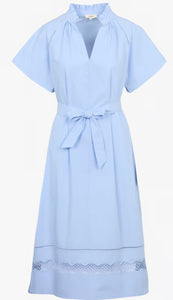 CLEA - Blue Flared midi dress in organic cotton