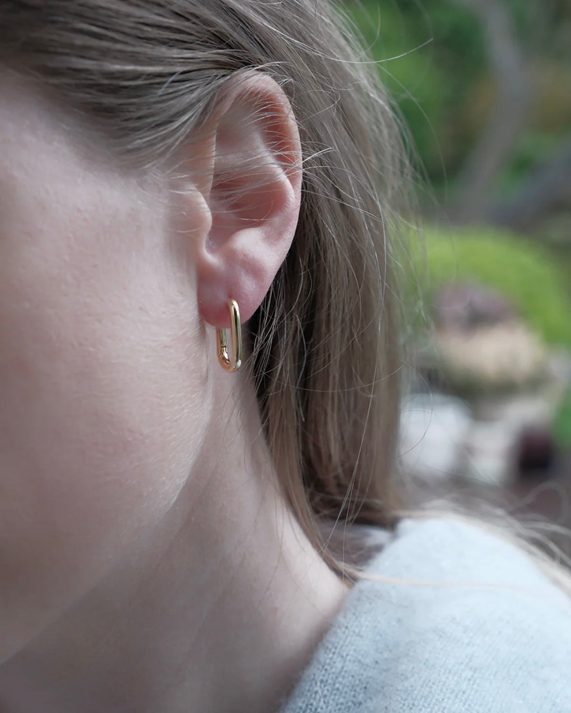 Gold Chunky Oval Huggie Earrings