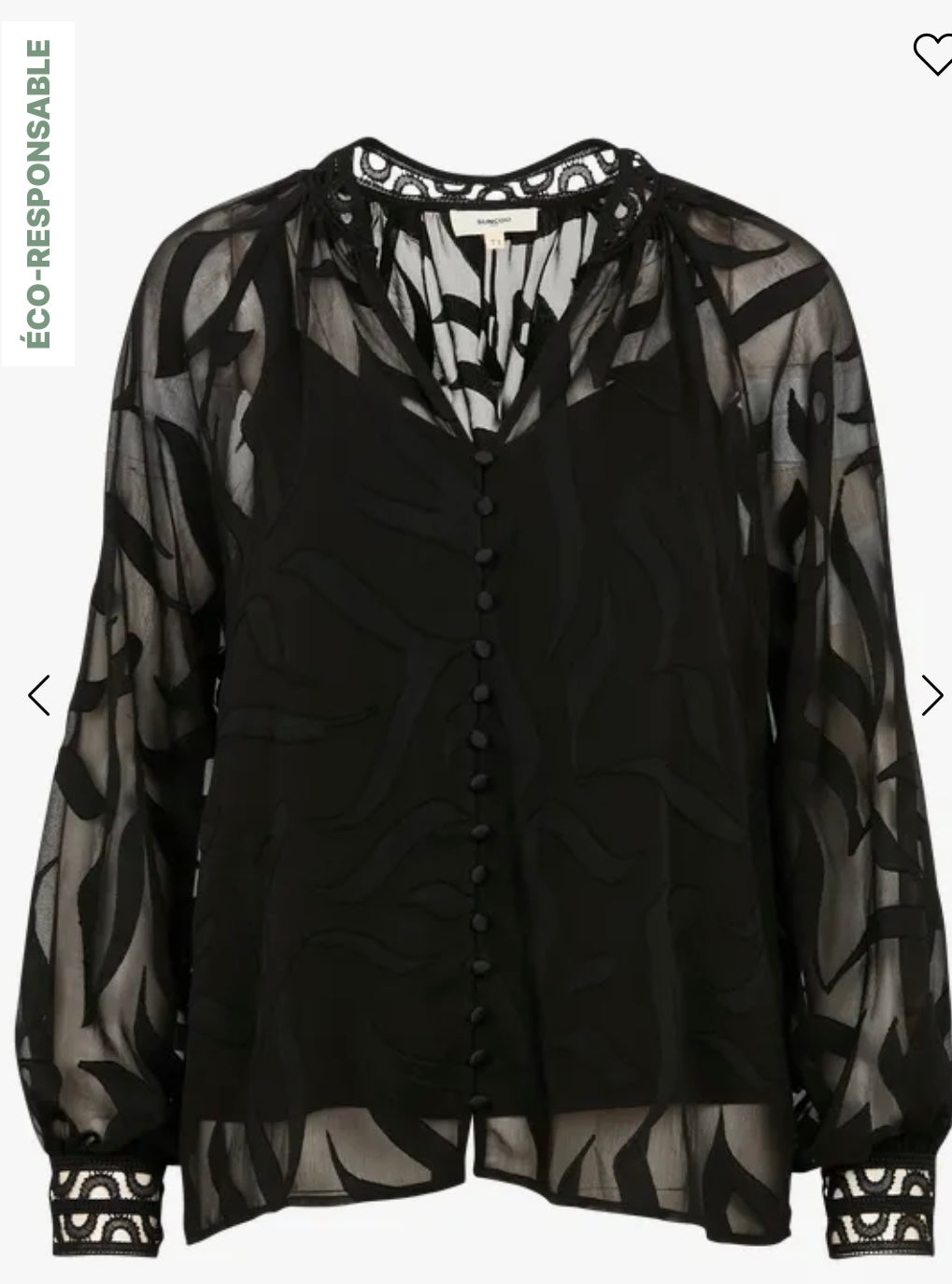 SUNCOO BLOUSE LISON - Black Straight V-neck blouse with patterns