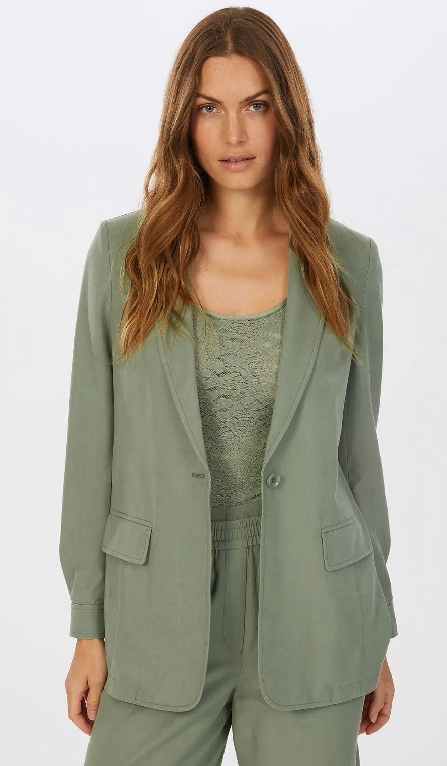 Khaki blazer in tencel twill