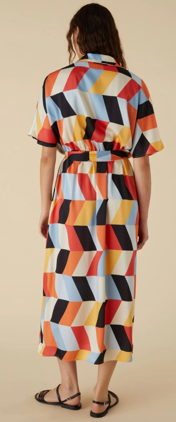 Occupe dress in cream chevron