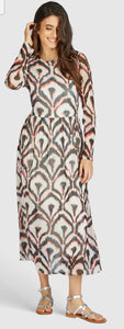 Mesh dress with ikat print