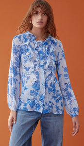 IBlues ISIDE DUST BLUE TOILE BLOUSE