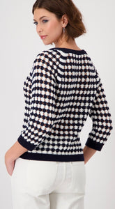 STRIPED AJOUR JUMPER
COLOR: Deep ocean stripes