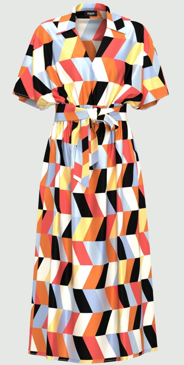 Occupe dress in cream chevron