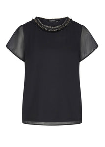 Black sequinn top with neg detail