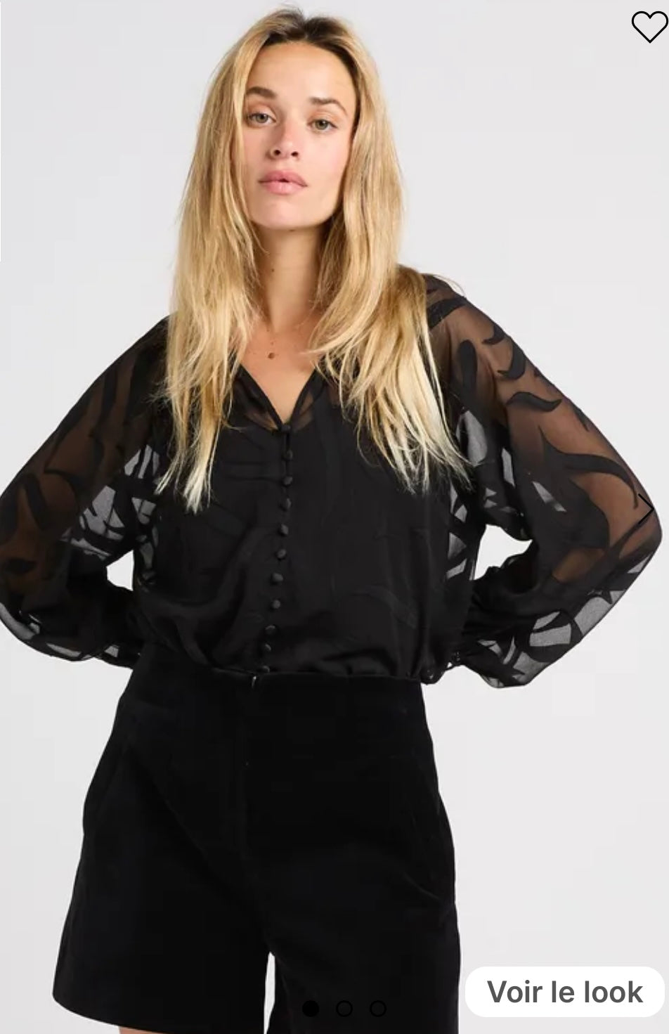 SUNCOO BLOUSE LISON - Black Straight V-neck blouse with patterns