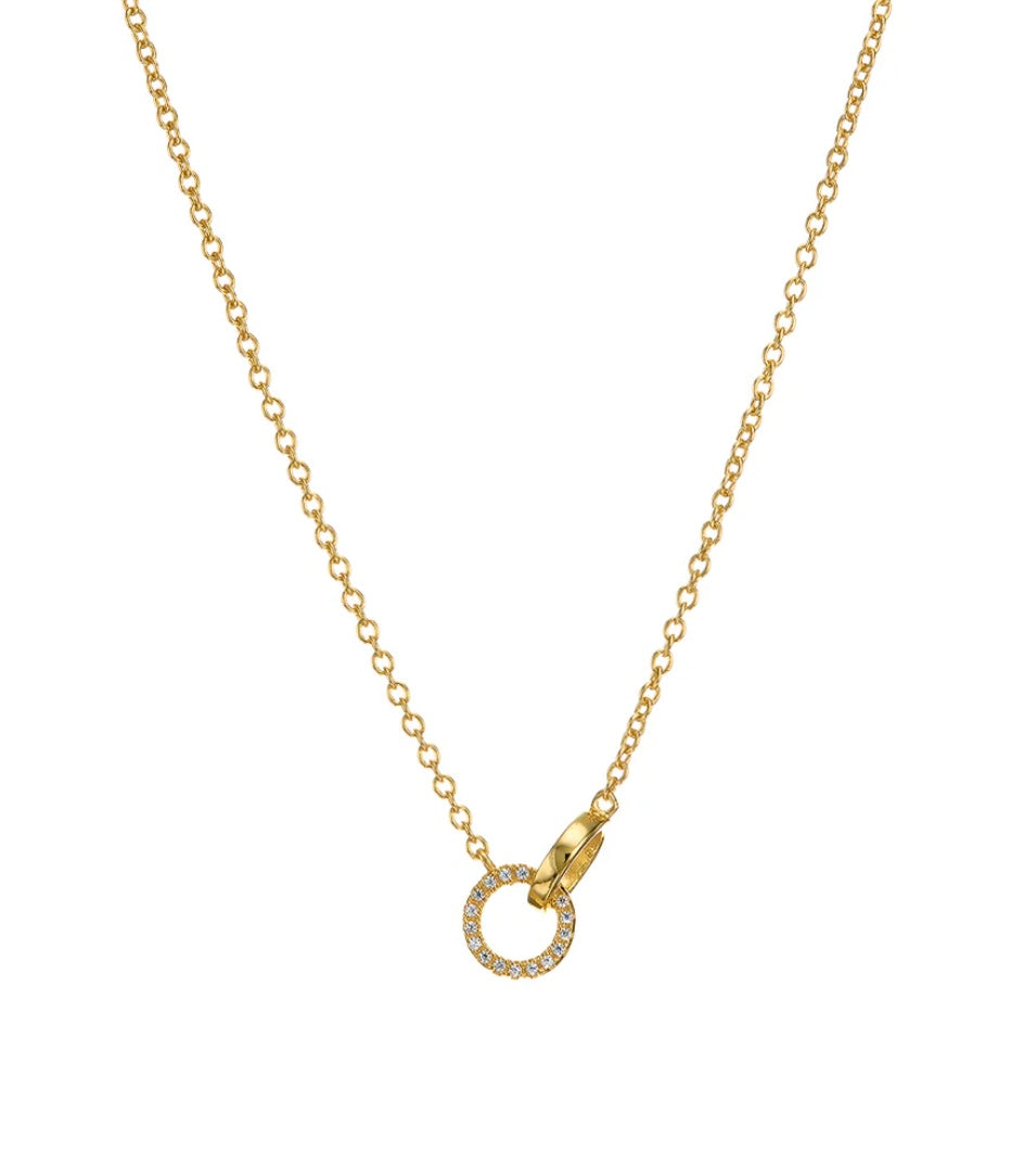 Gold Interlocking Pave Circle Necklace