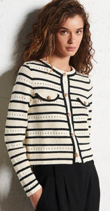 SUNCOO
GANEO - White Striped seaside-inspired cardigan with wool