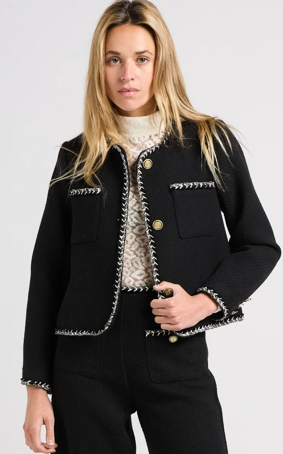 Suncoo DONNA - Black Round neck jacket