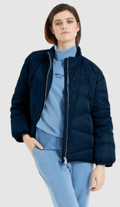 Quilted jacket in navy shiny look