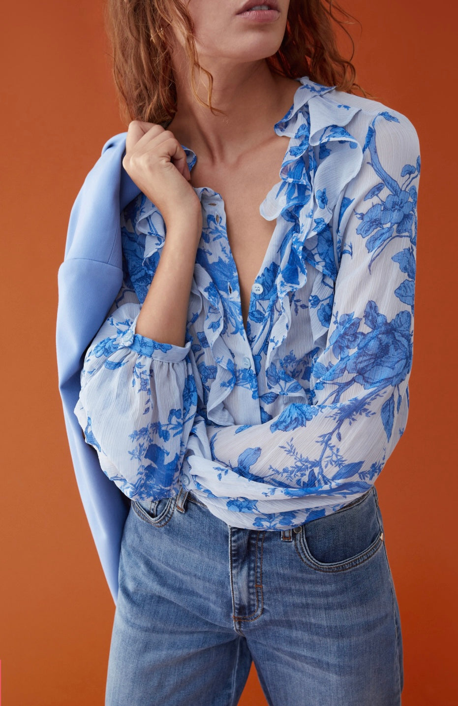 IBlues ISIDE DUST BLUE TOILE BLOUSE