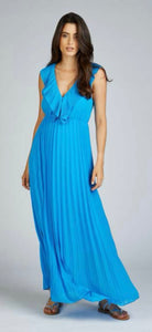 Turquoise pleated long dress