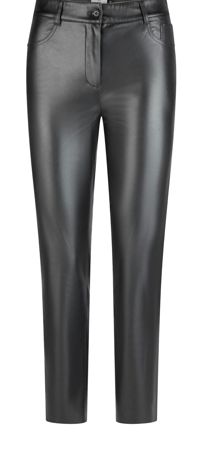 Leather-look trousers