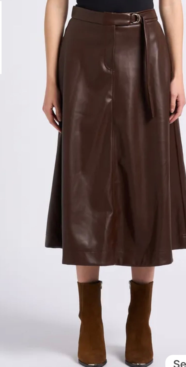 SUNCOO FLOYD - Brown Flared midi skirt