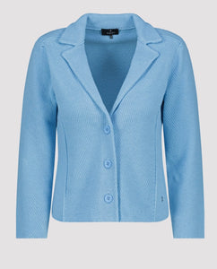 KNITTED BLAZER WITH RICE GRAIN PATTERN
COLOR: Spring water