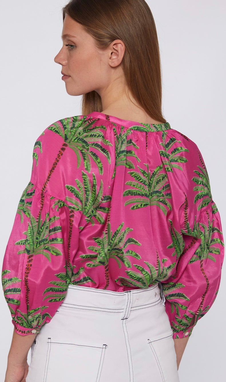 SHIRT MABEL PINK PALM TREE