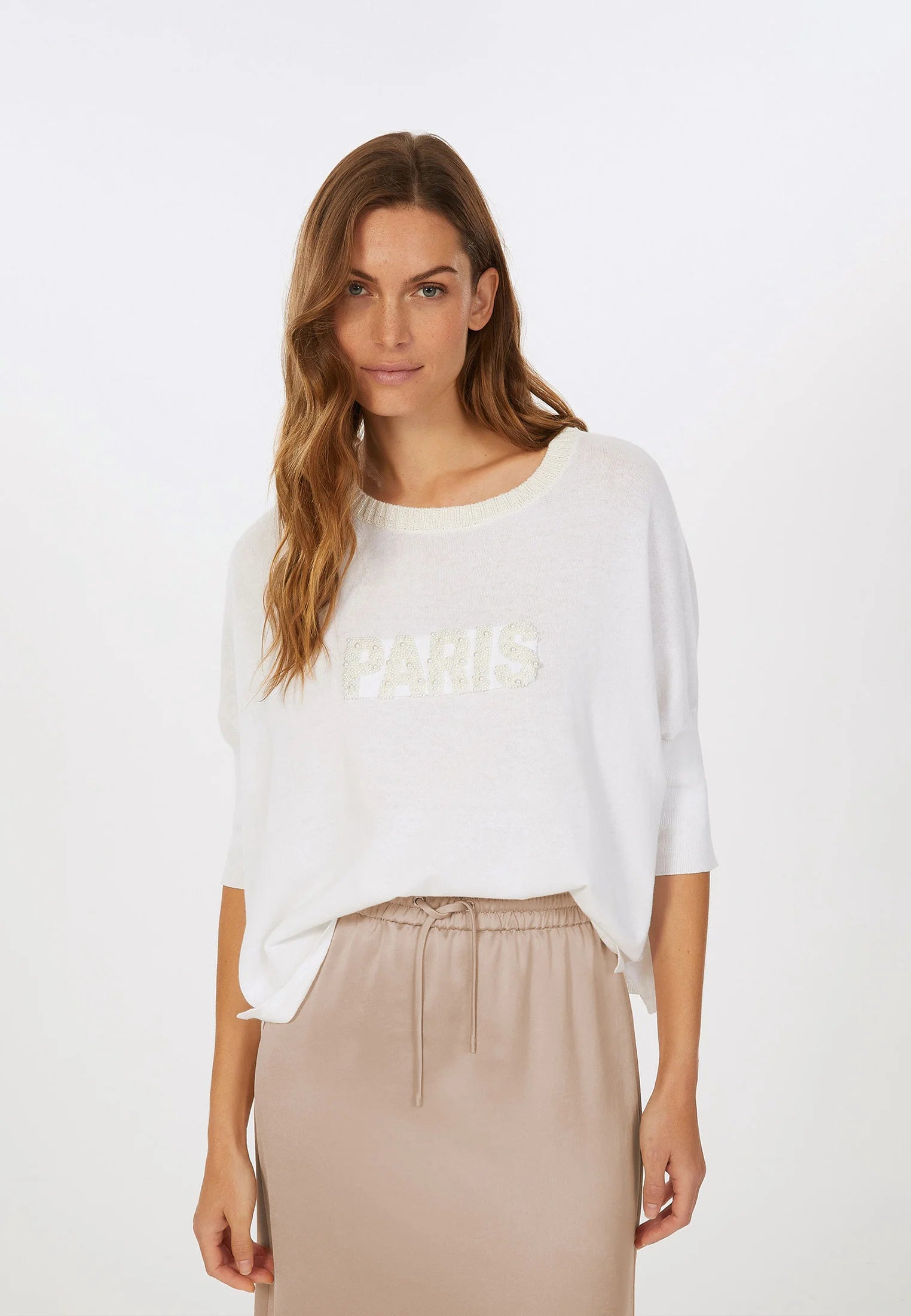 Sweater with PARIS bead embroidery