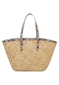 Woven basket with embroidery
