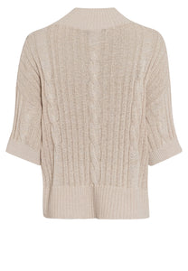 Sweater with cable-rib mix in beige
