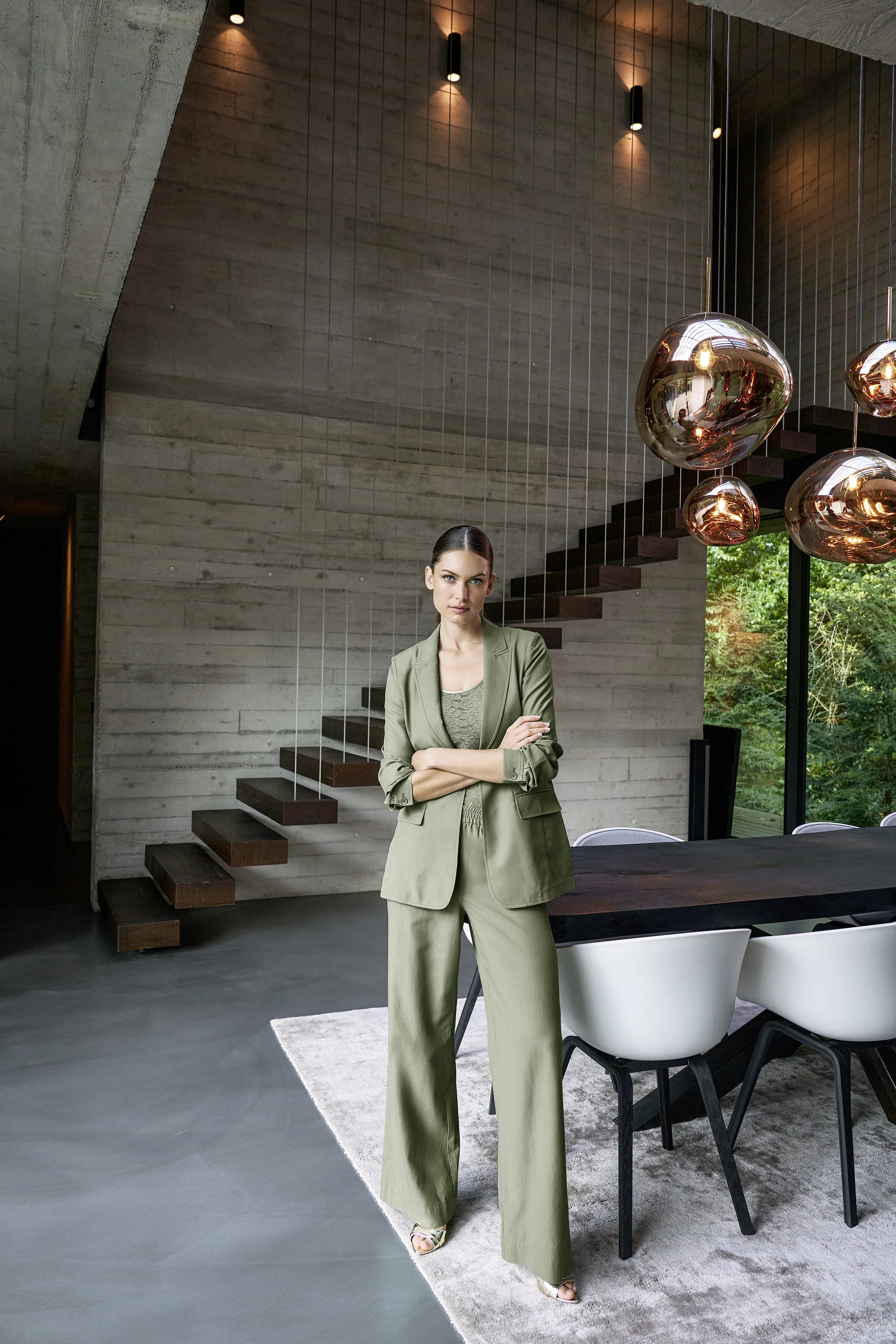 Tencel twill trousers in khaki