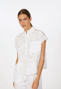 Blouse in embroidered poplin