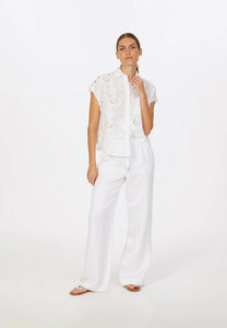 Blouse in embroidered poplin