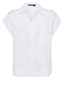 Blouse in embroidered poplin