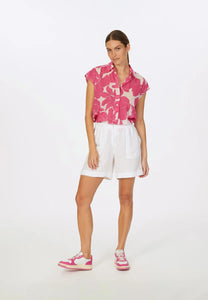 Shirt with pink floral print