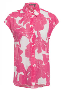 Shirt with pink floral print