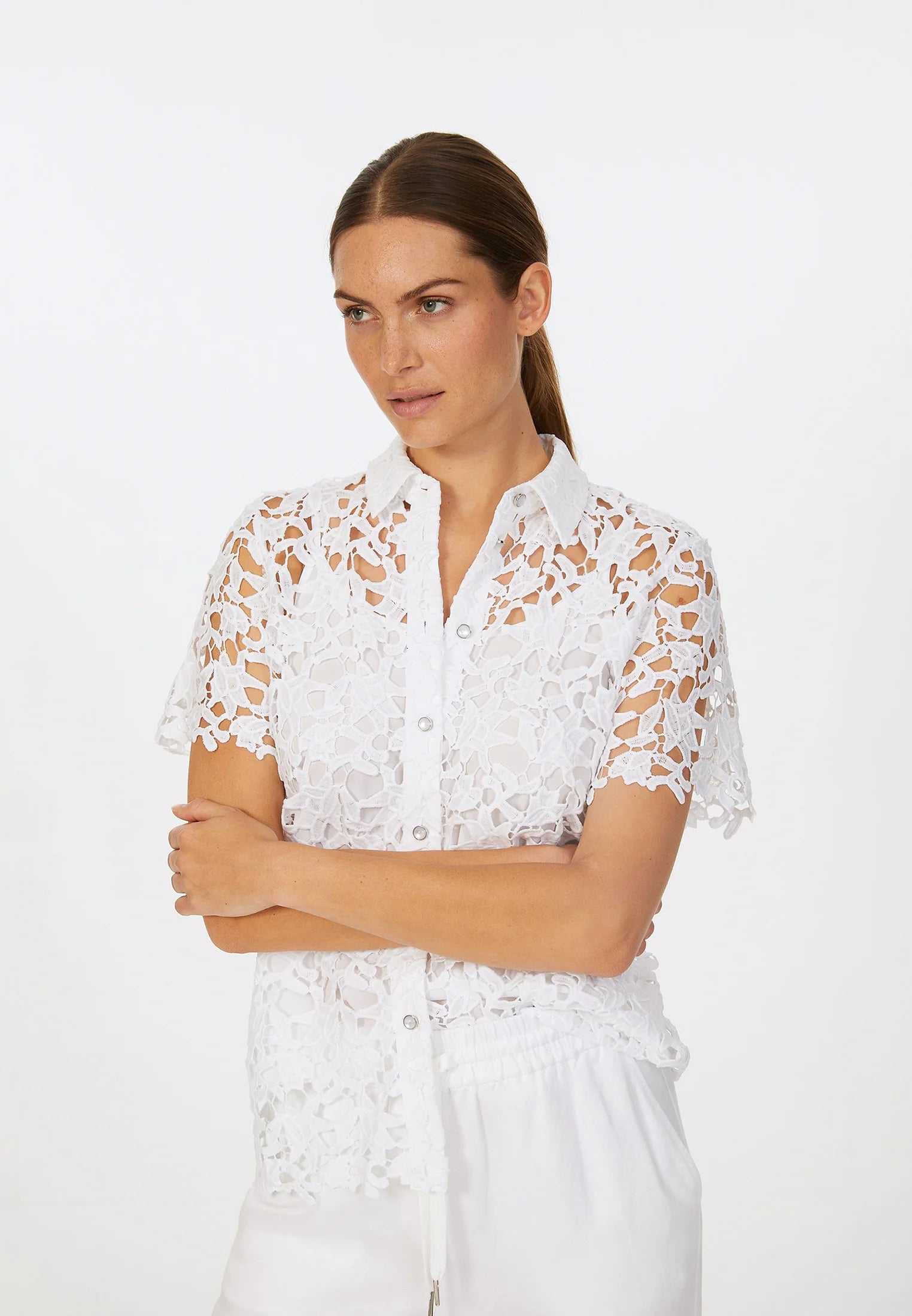 Eye catching lace blouse in white