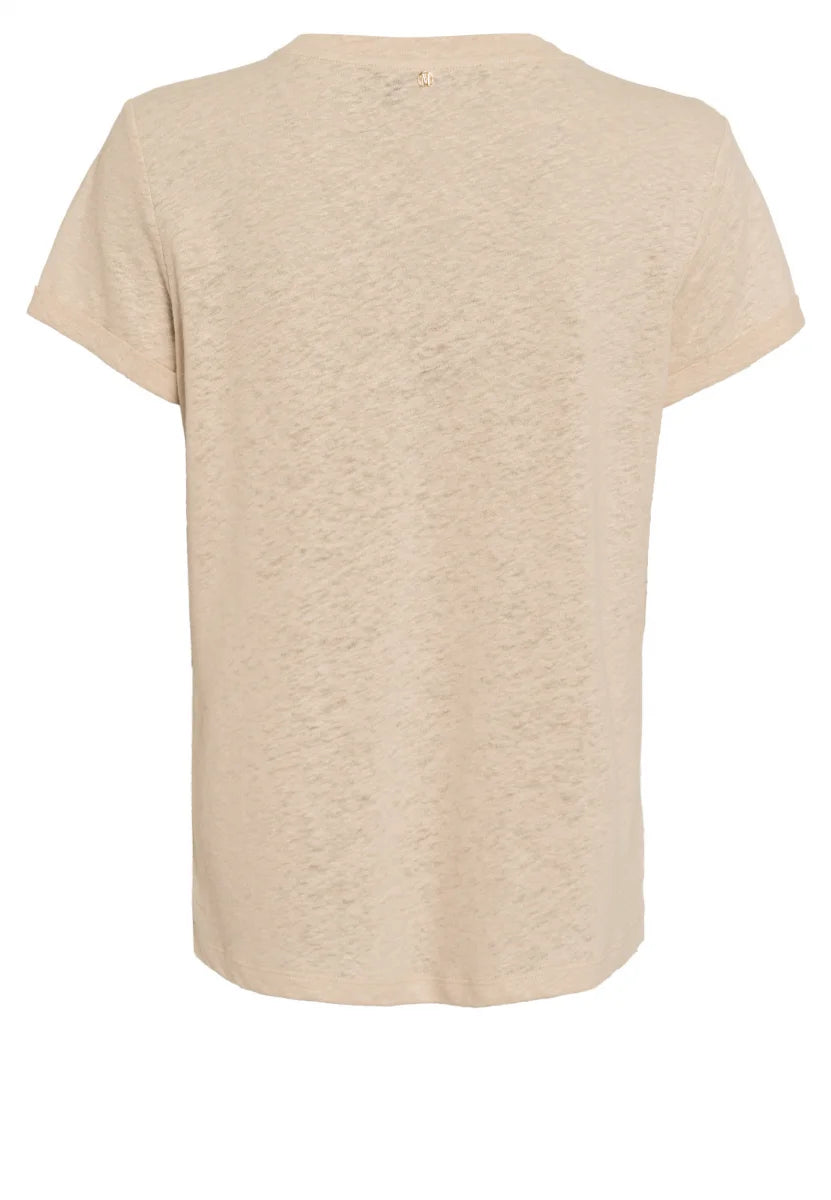 Linen shirt with metallic logo print