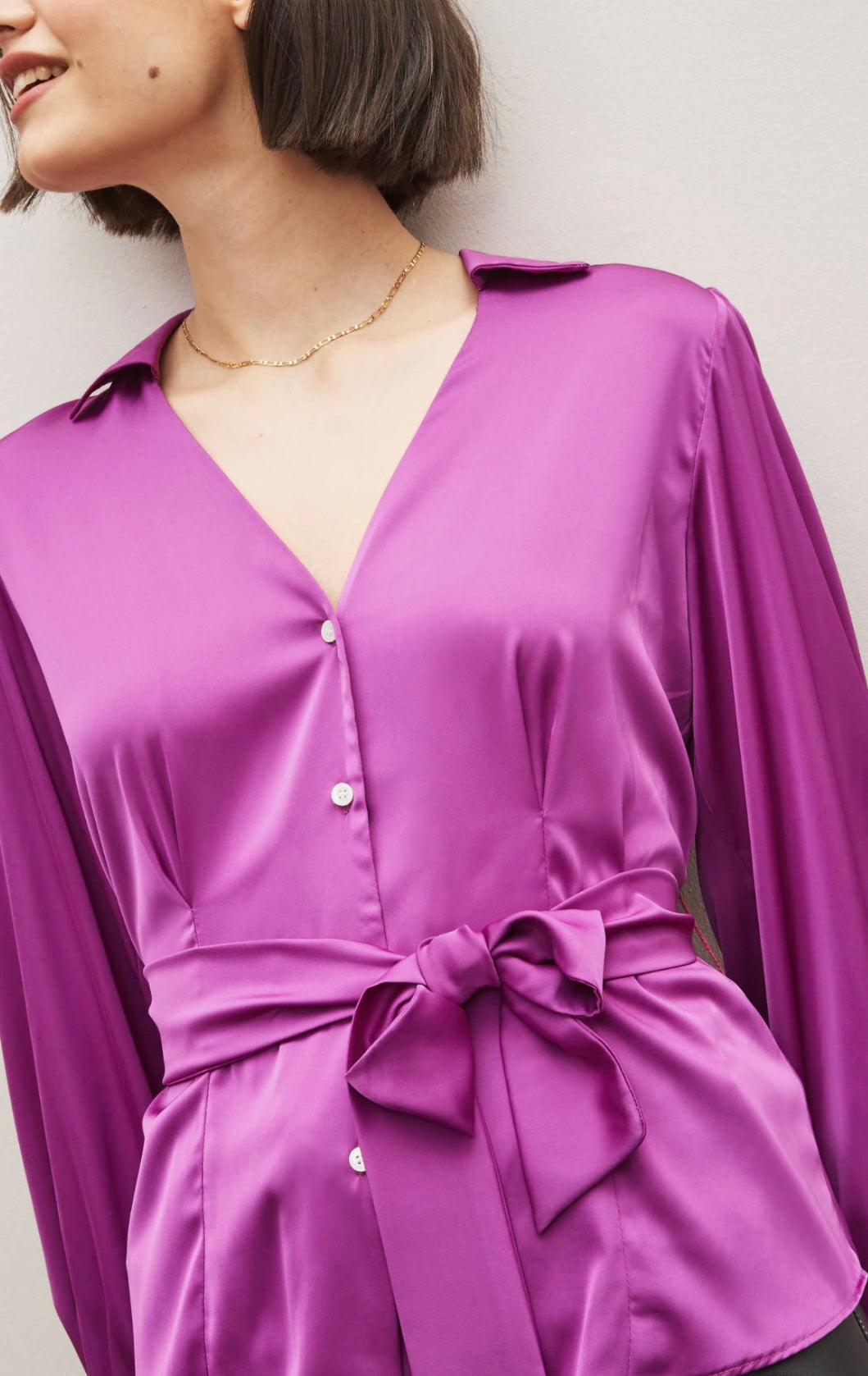 Magenta satin shirt