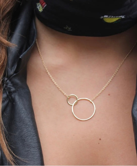 Gold Large 2 Circle Necklace