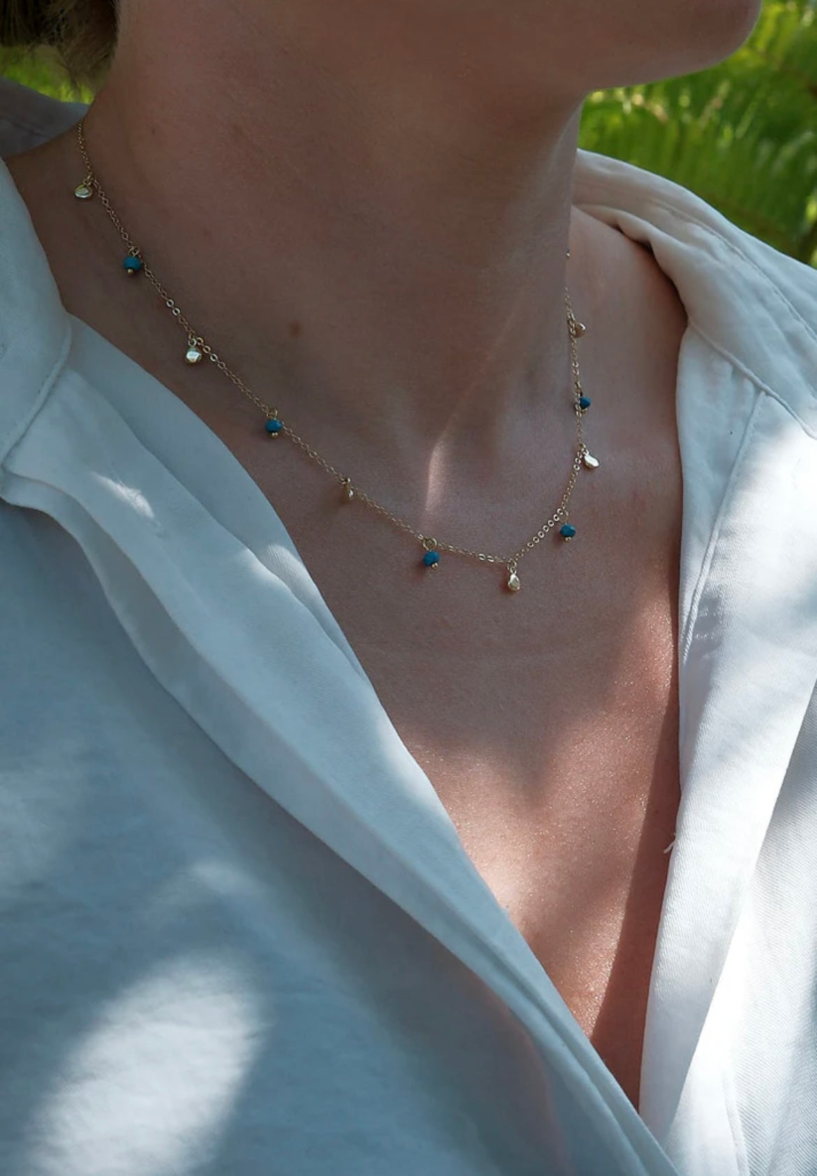 GOLD TURQUOISE DROPLET NECKLACE