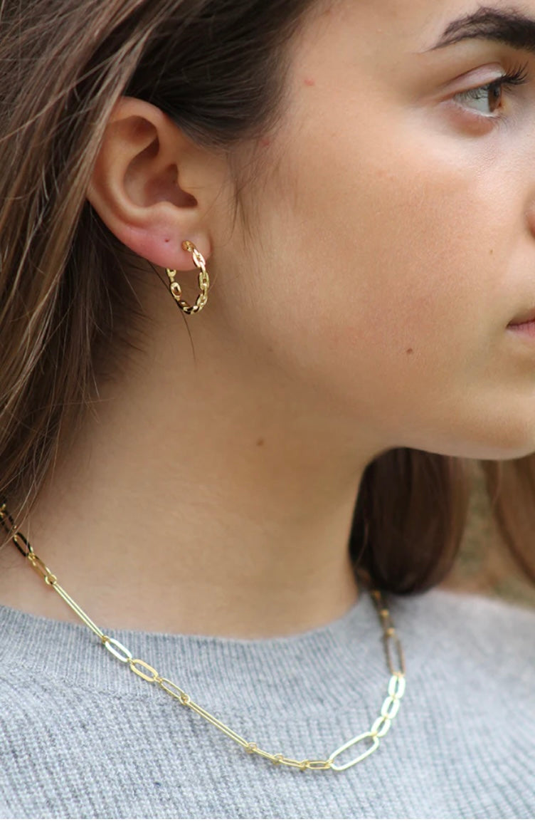 Gold Link Hoop Earrings