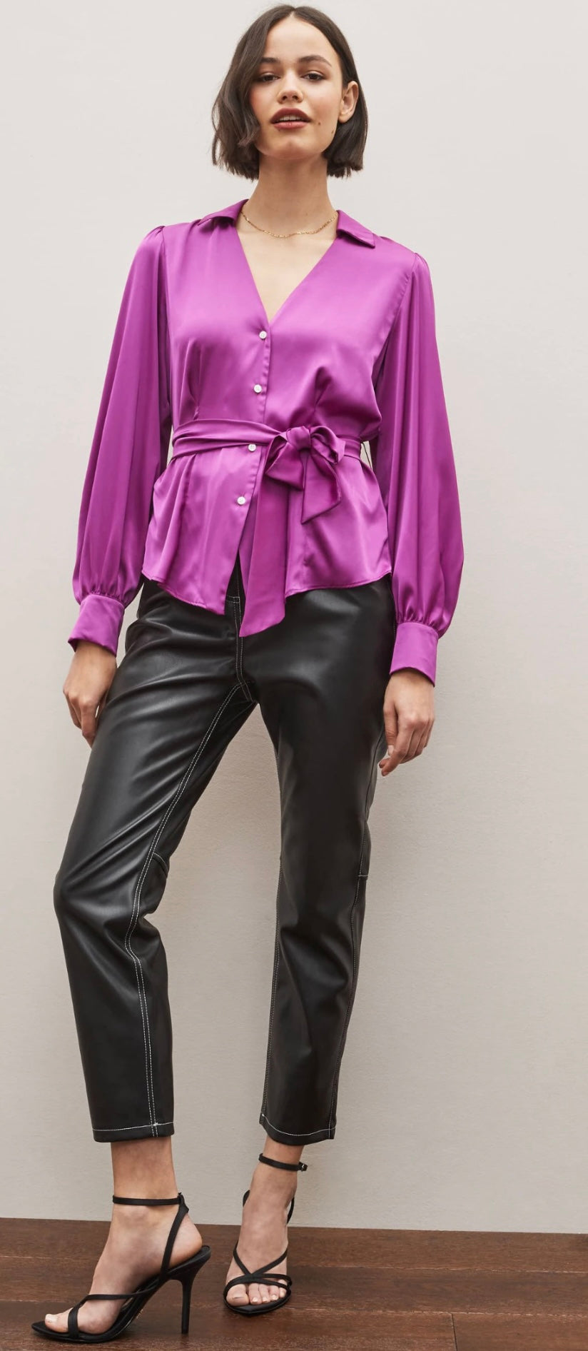 Magenta satin shirt