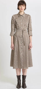 DIANA  IVORY CHAINS PRINT DRESS WITH SLEEVES