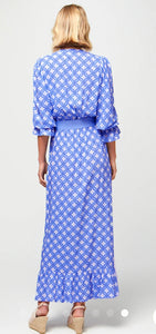 Maeve Tea Dress  ECOVERO™ Viscose Geo Cornflower Blue